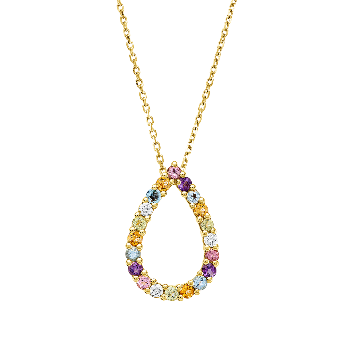 diamond full cut topaz colored stone fashion necklace in yellow gold