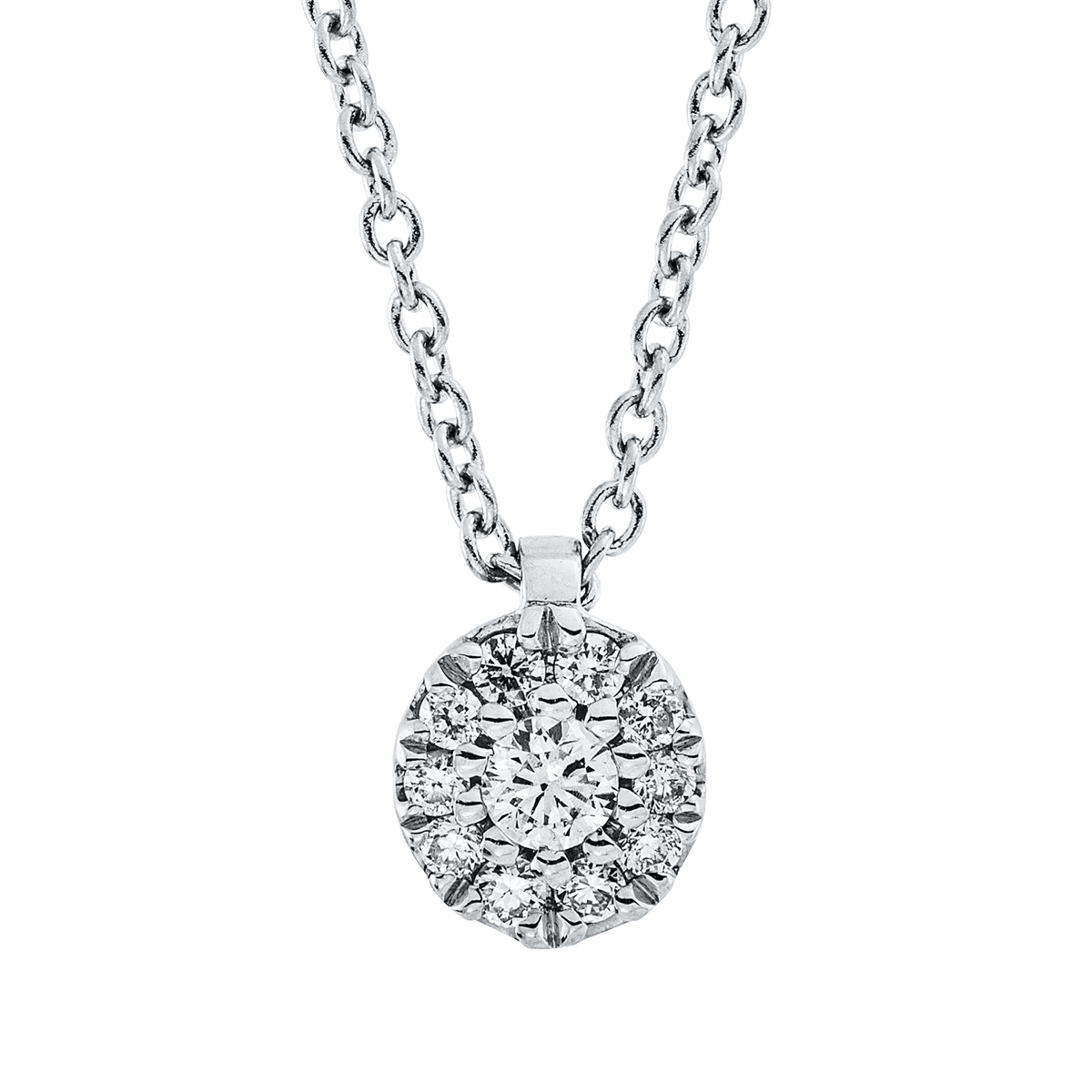 diamond full cut illusion classic necklace in white gold