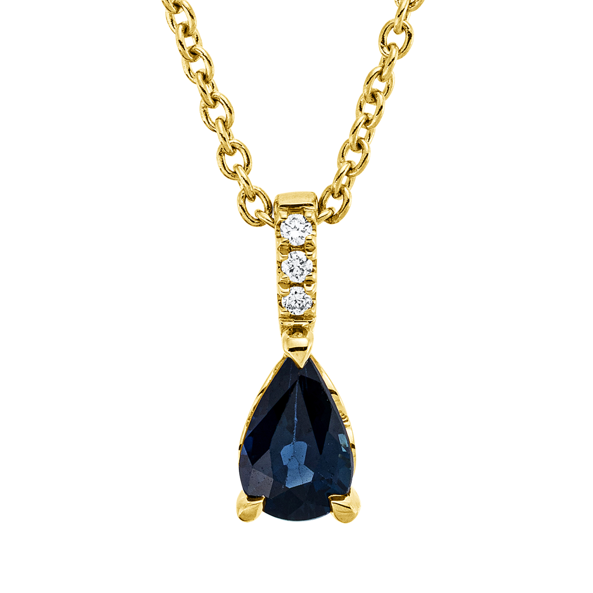 diamond full cut sapphire colored stone classic necklace in yellow gold