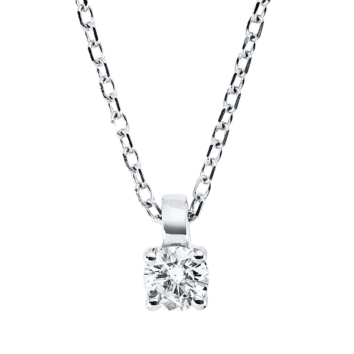 diamond full cut solitaire necklace in white gold