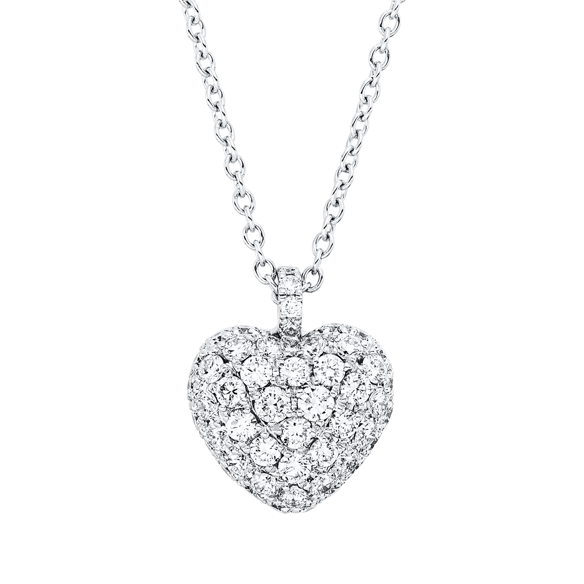diamond full cut pavé necklace in white gold