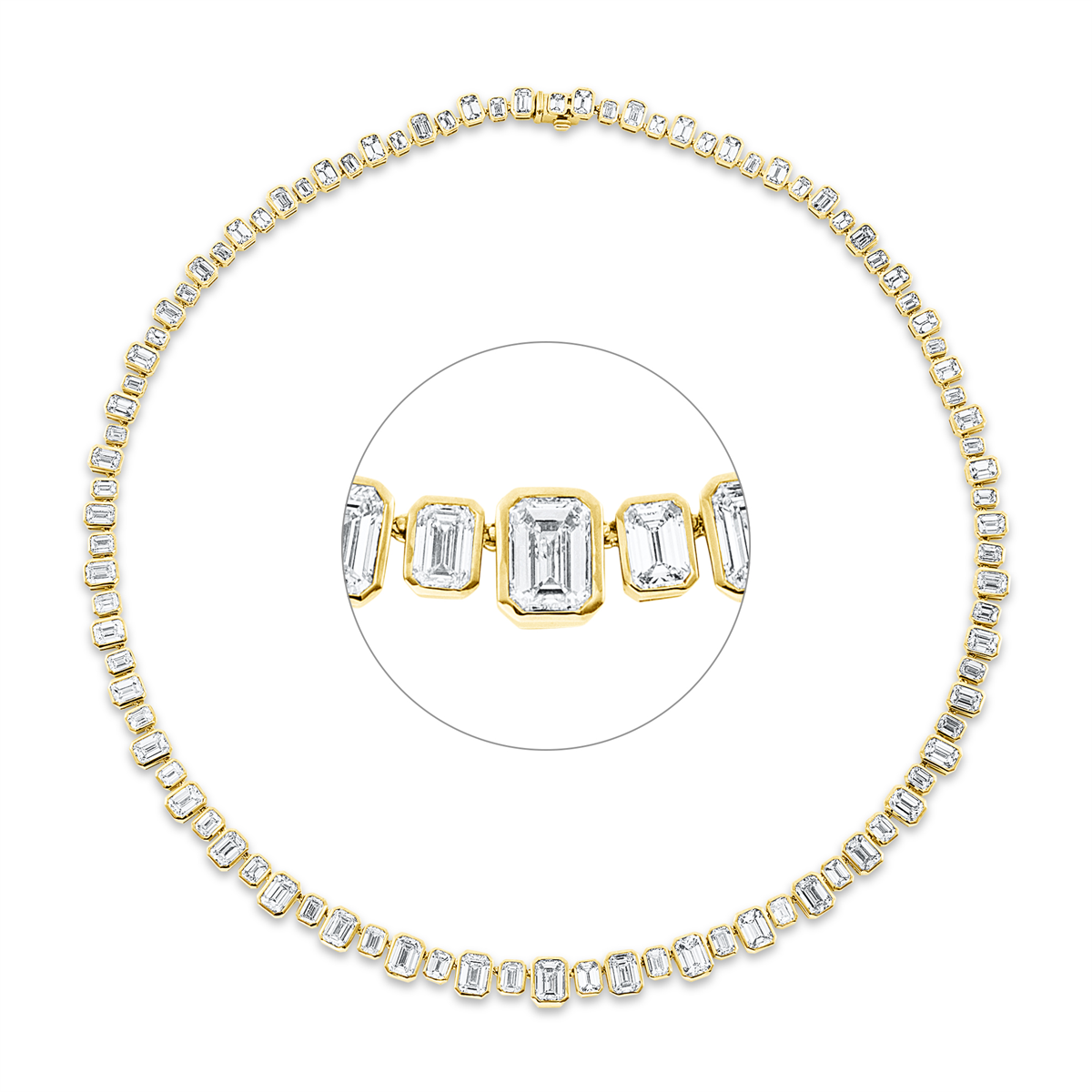 emerald cut exclusive necklace in yellow gold