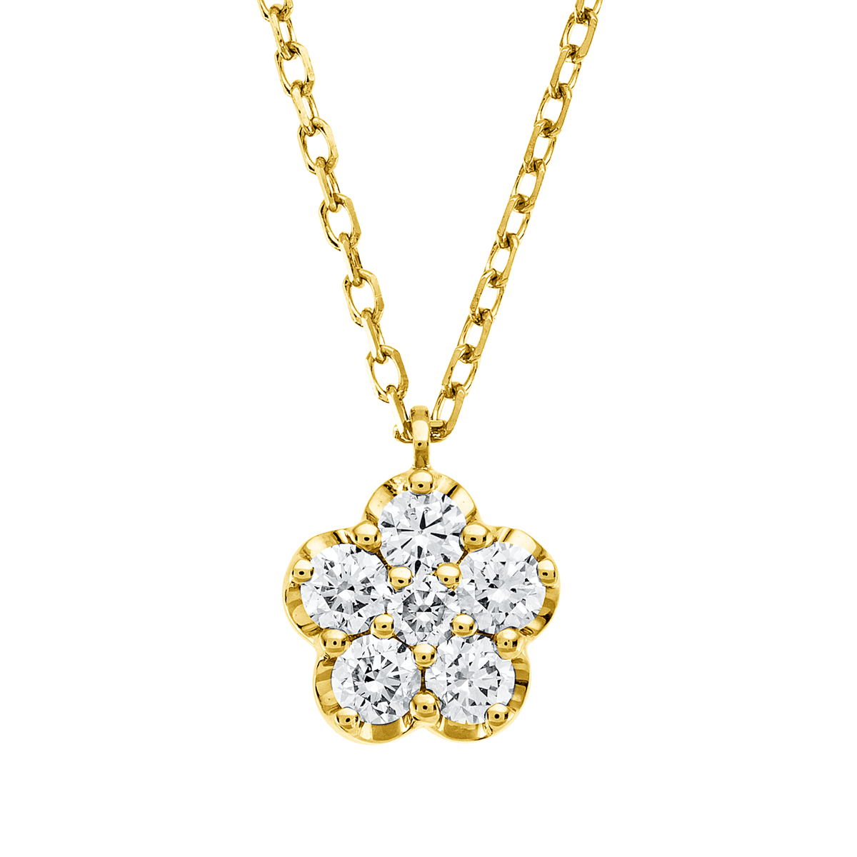diamond full cut illusion classic necklace in yellow gold