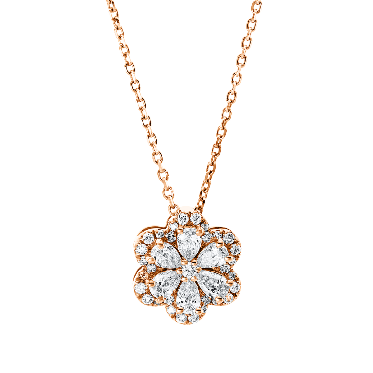 diamond full cut illusion classic necklace in red gold