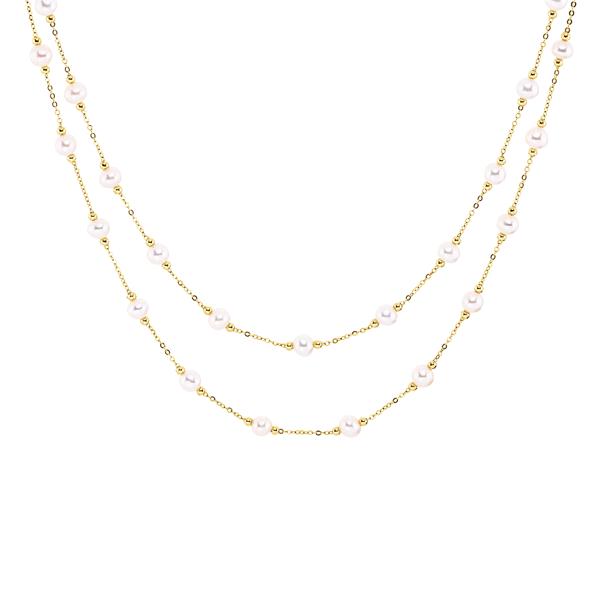 diamond full cut pearl necklace in yellow gold