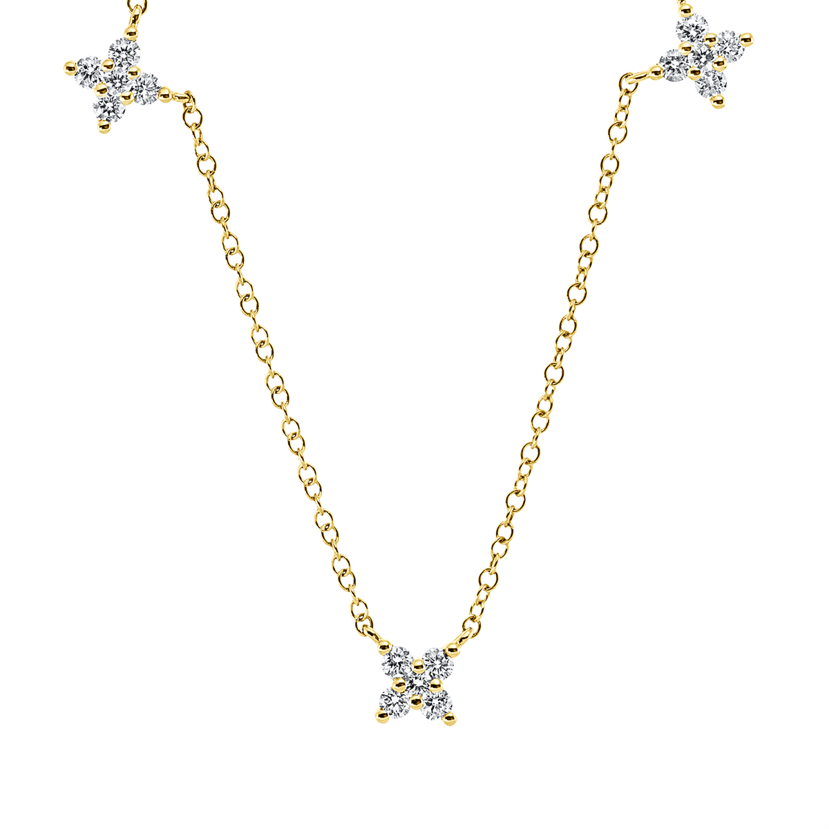 diamond full cut modern woman necklace in yellow gold