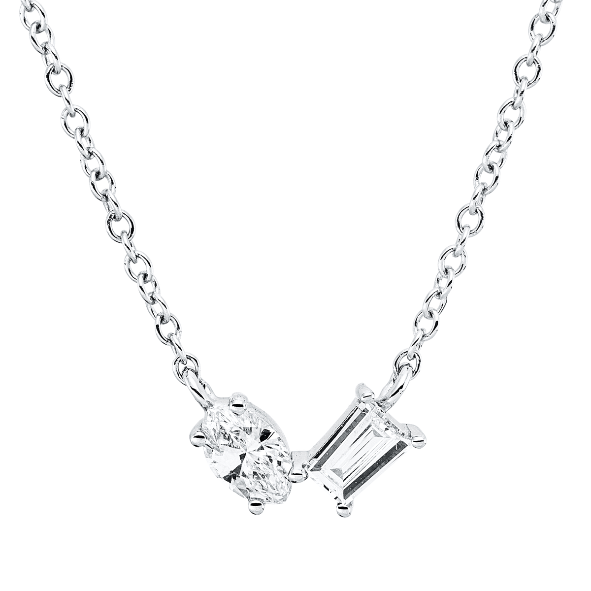 baguette baguette necklace in white gold