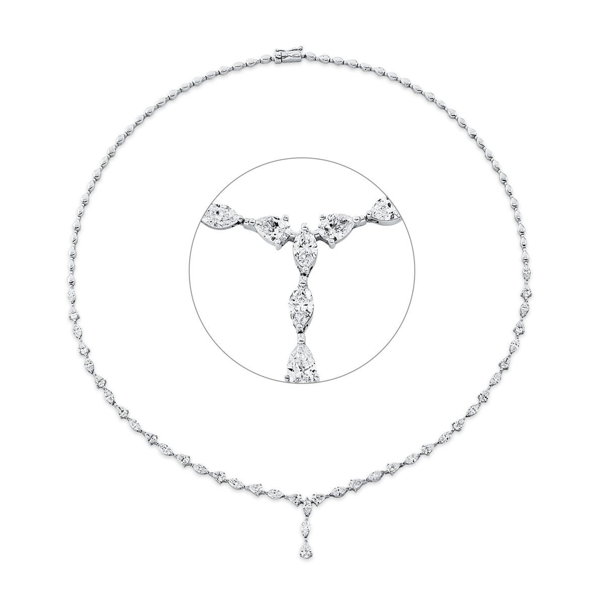 pear shape exclusive necklace in white gold