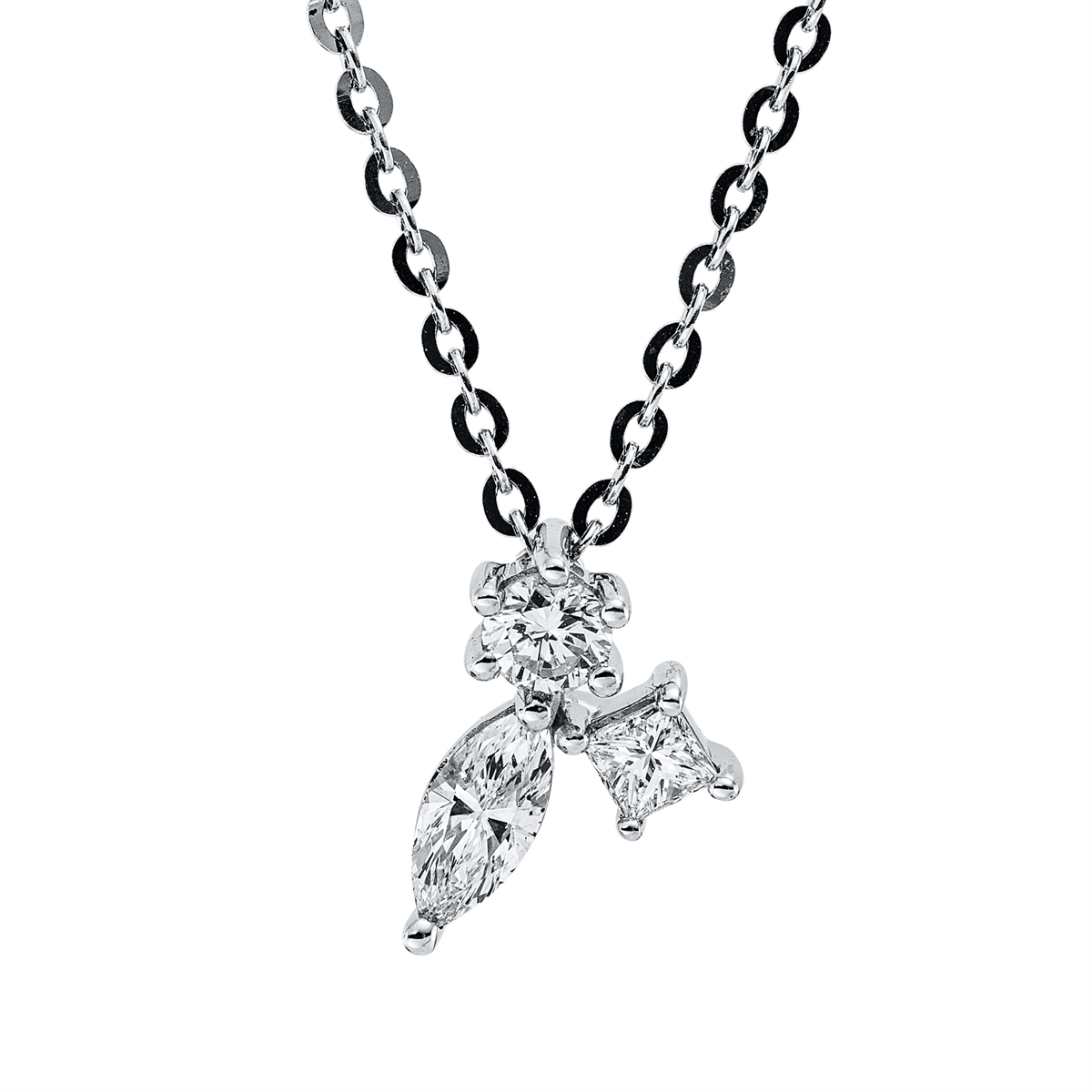 diamond full cut modern woman necklace in white gold