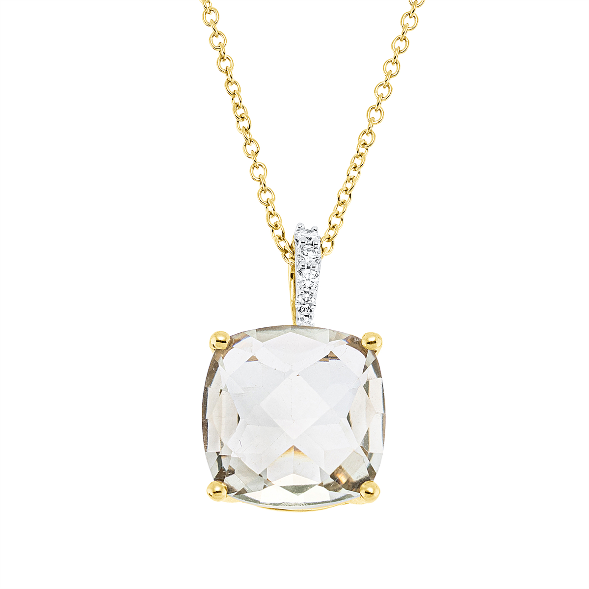 diamond full cut amethyst colored stone fashion necklace in yellow gold