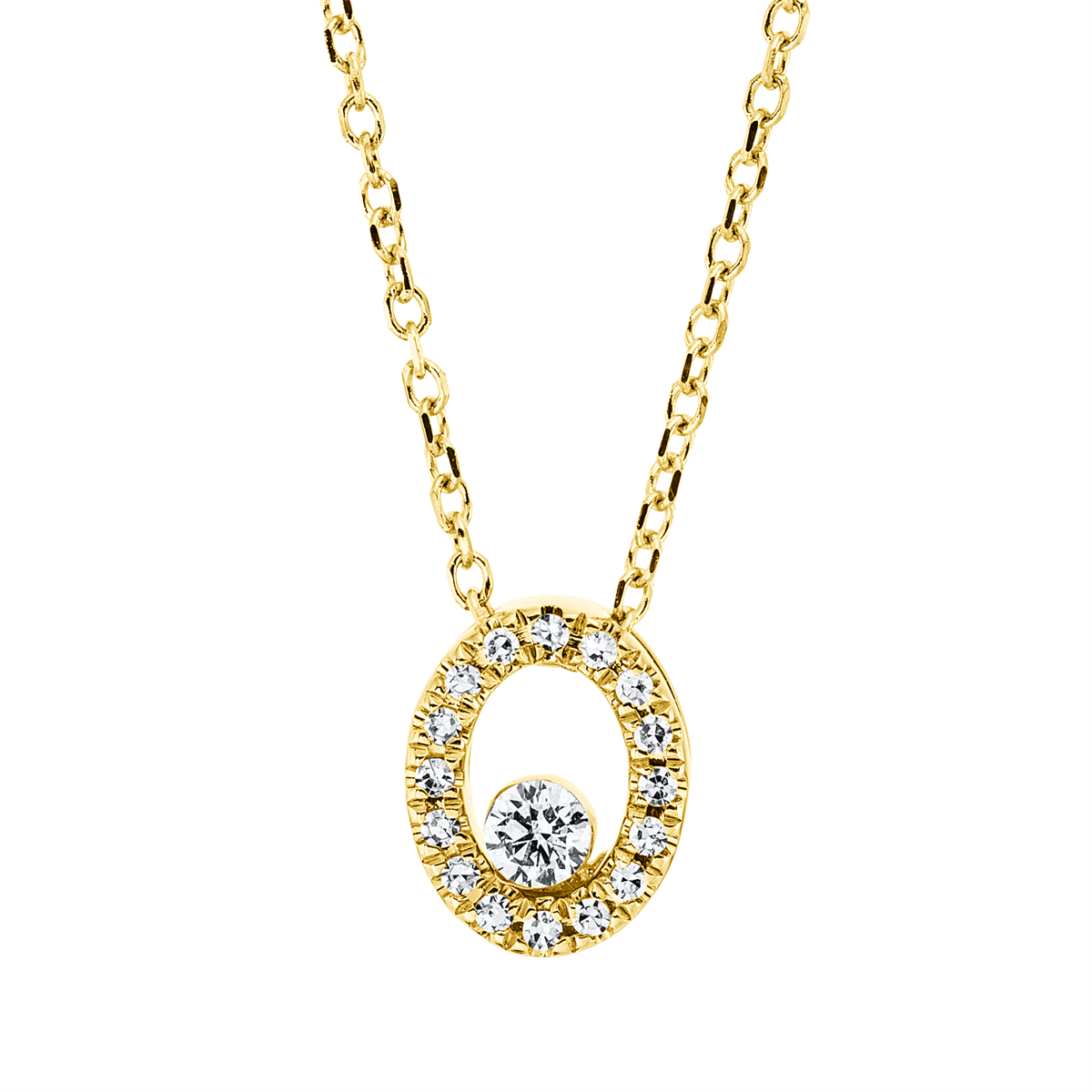 diamond single cut modern woman necklace in yellow gold