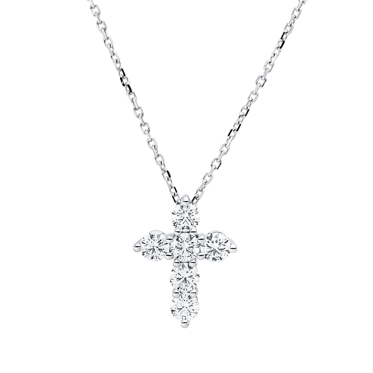 diamond full cut cross necklace in white gold