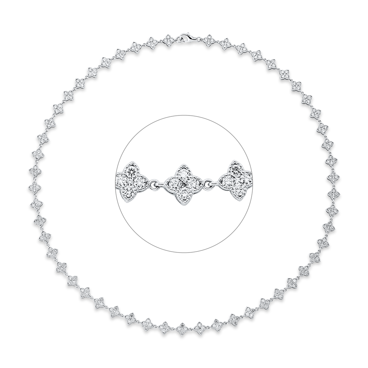 diamond full cut illusion classic necklace in white gold