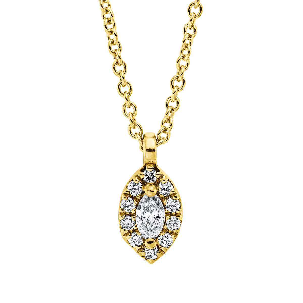 diamond full cut illusion classic necklace in yellow gold