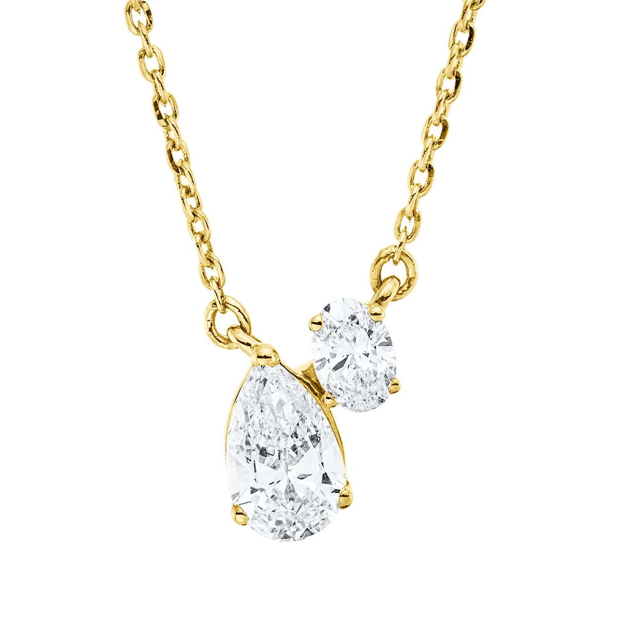 pear shape modern woman necklace in yellow gold