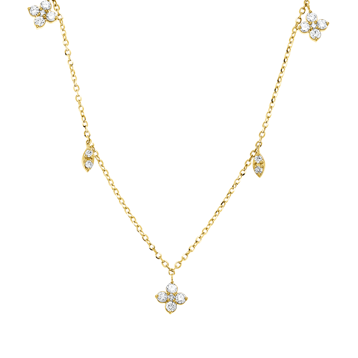 diamond full cut modern woman necklace in yellow gold