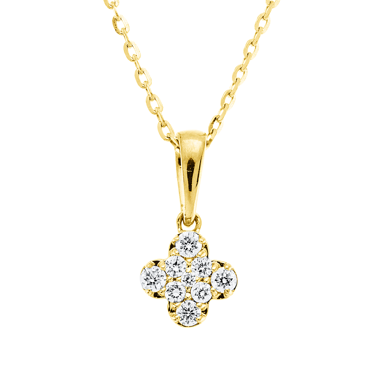 diamond full cut illusion classic necklace in yellow gold