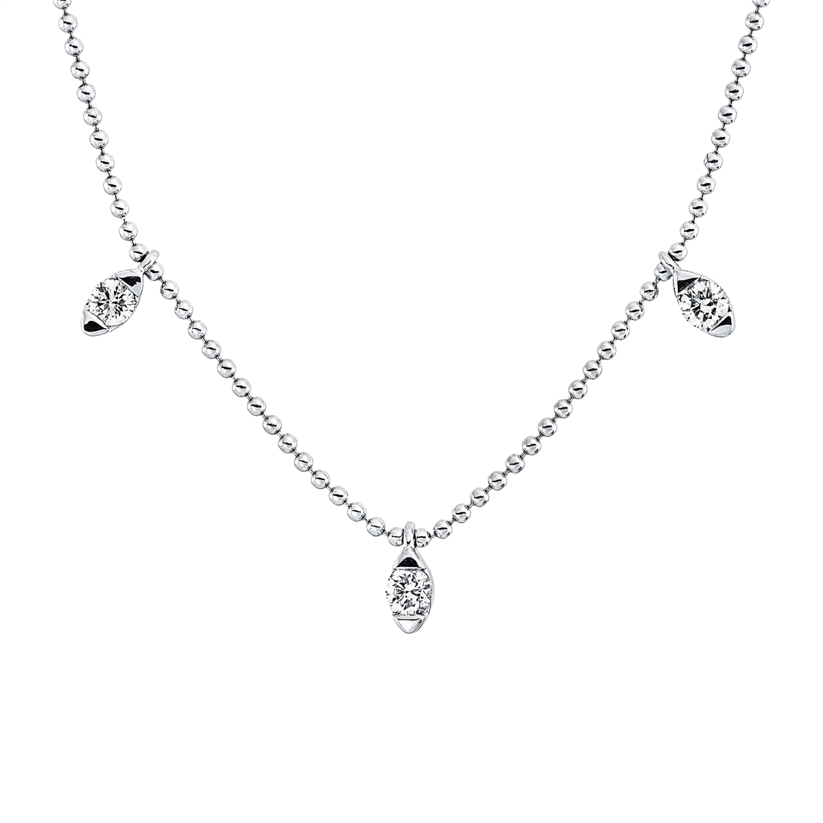 diamond full cut modern woman necklace in white gold