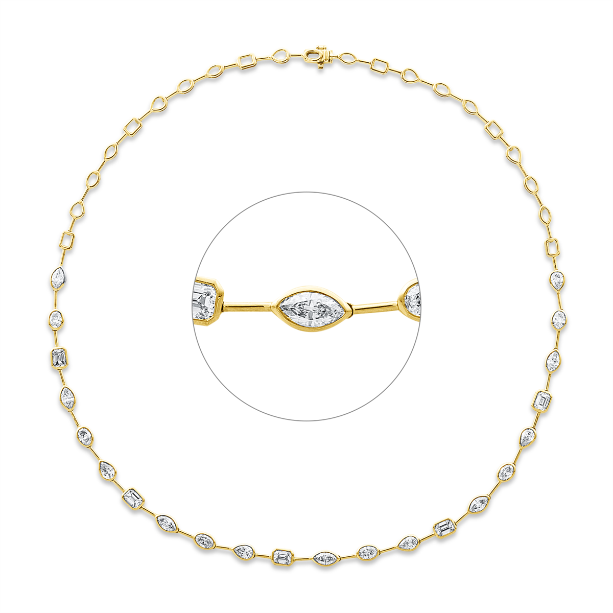 oval exclusive necklace in yellow gold / white gold