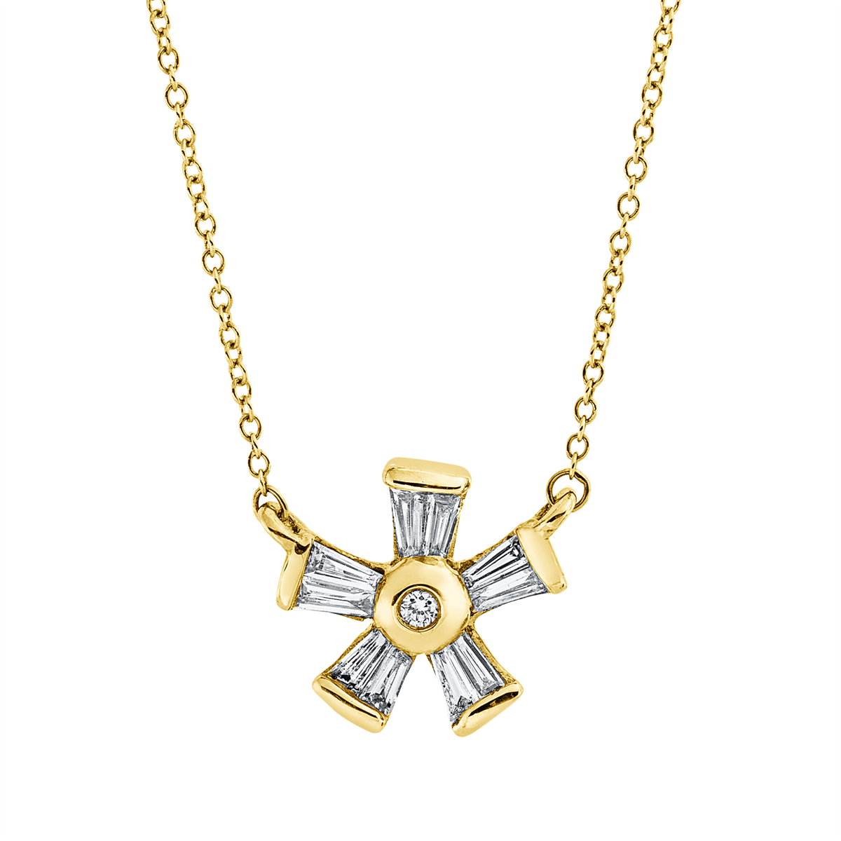 diamond full cut modern woman necklace in yellow gold