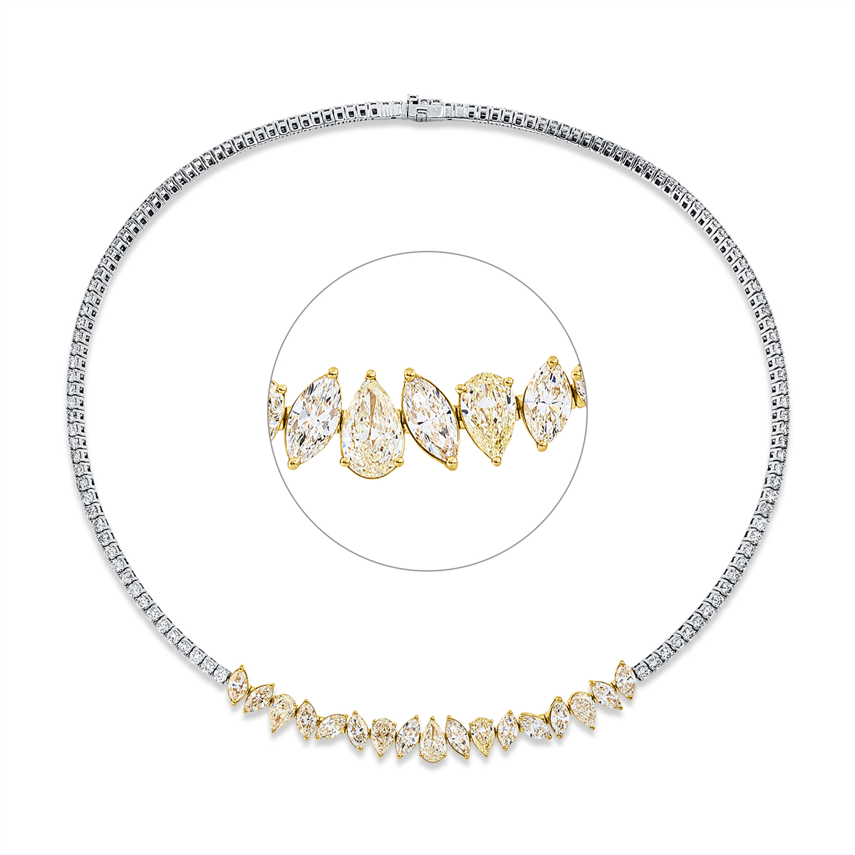 diamond full cut exclusive necklace in yellow gold platinum 950