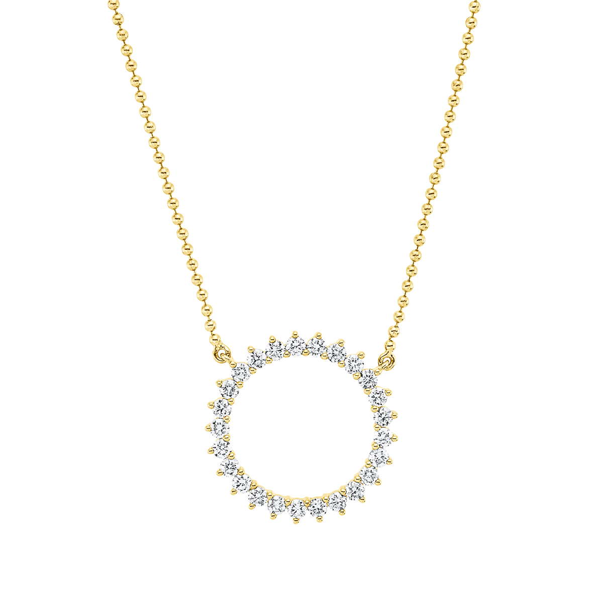 diamond full cut modern woman necklace in yellow gold
