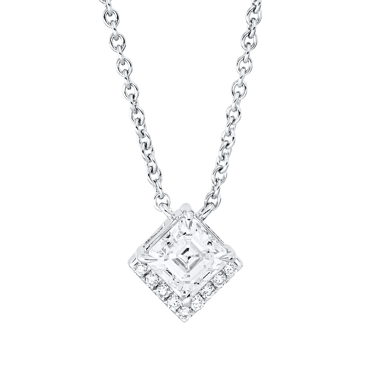diamond full cut modern woman necklace in white gold