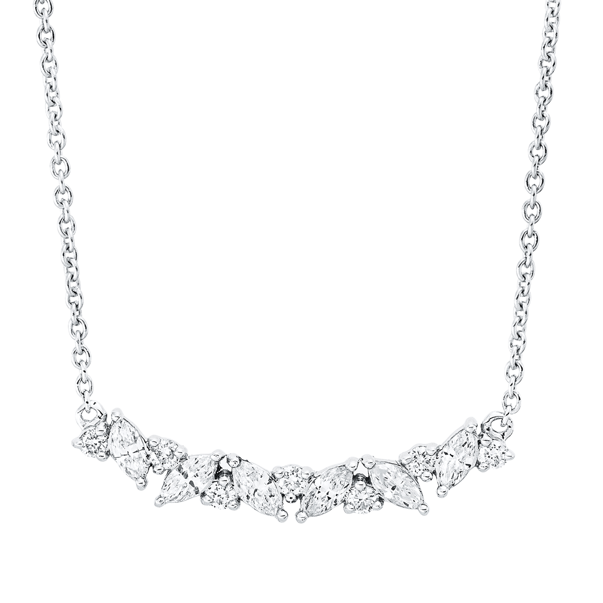 diamond full cut modern woman necklace in white gold