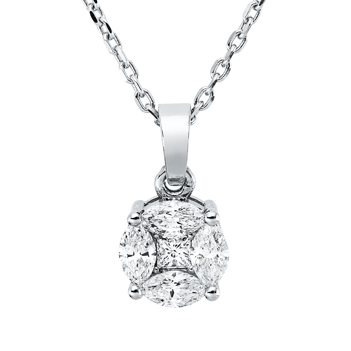 princess illusion classic necklace in white gold