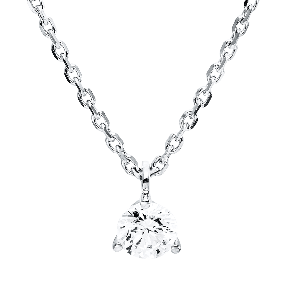 diamond full cut solitaire necklace in white gold