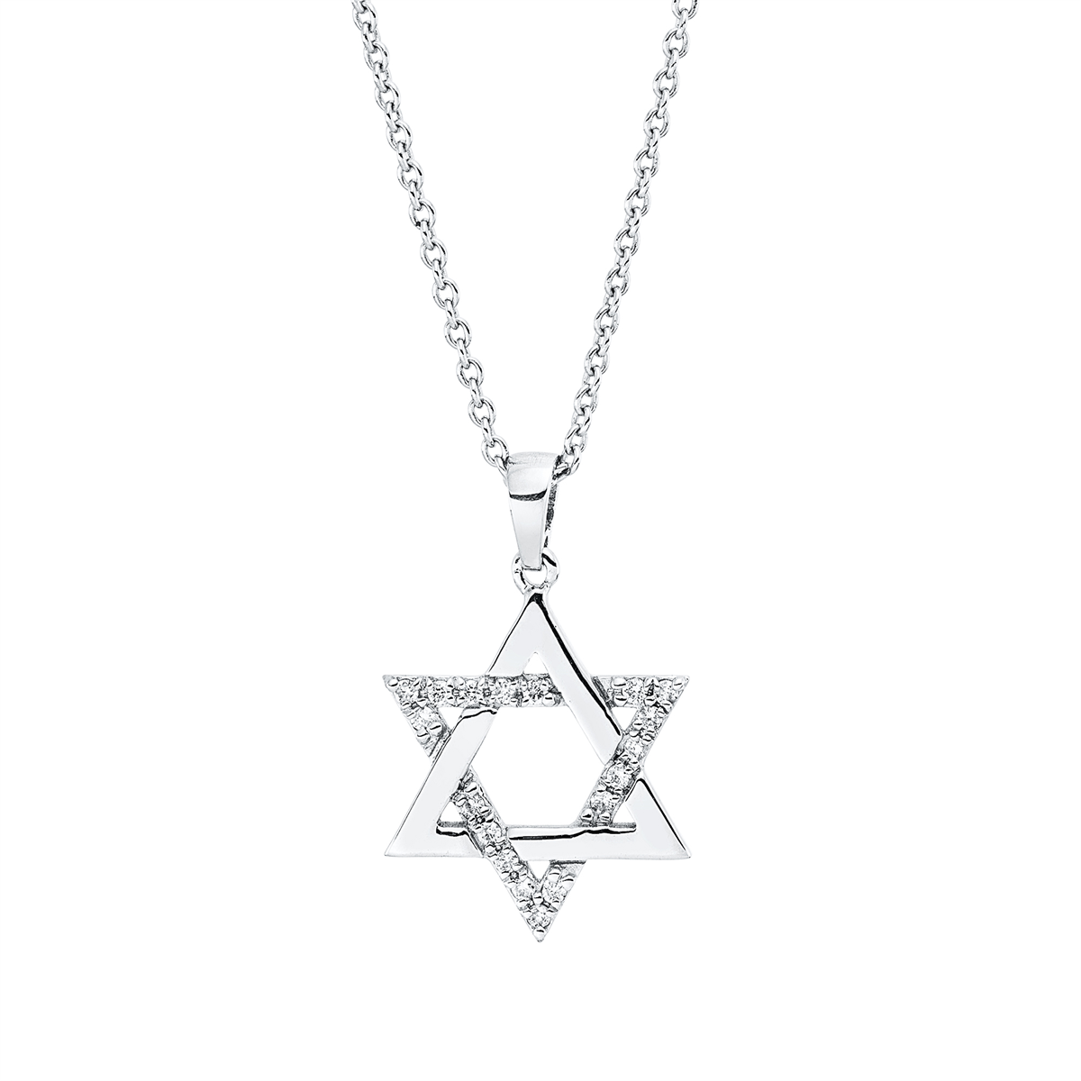 diamond full cut symbol necklace in white gold