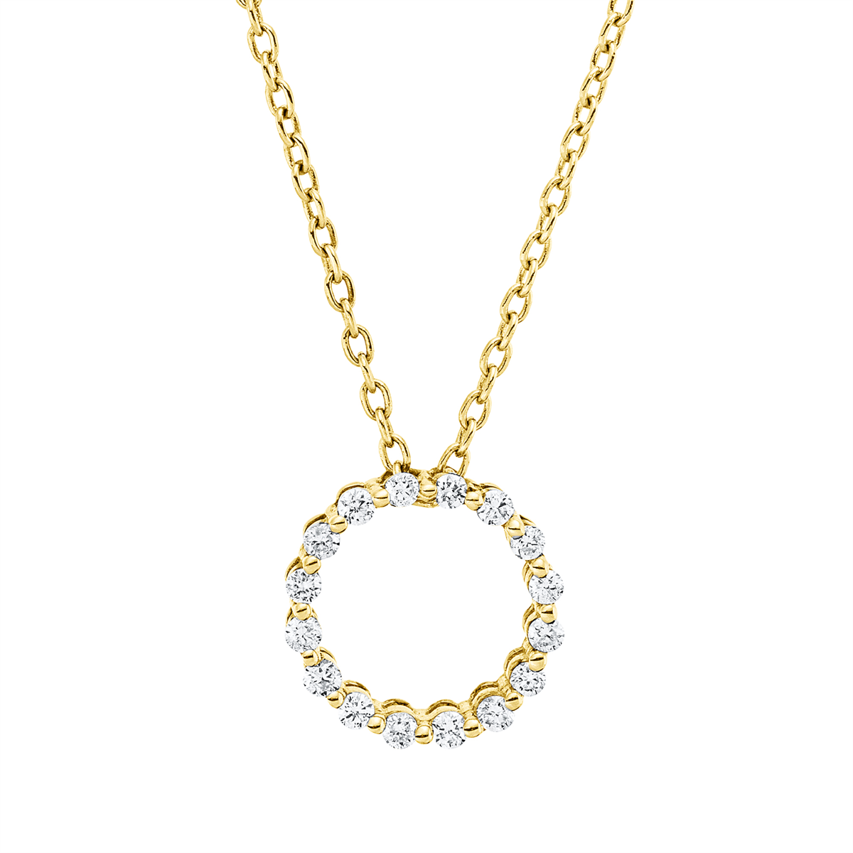 diamond full cut symbol necklace in yellow gold