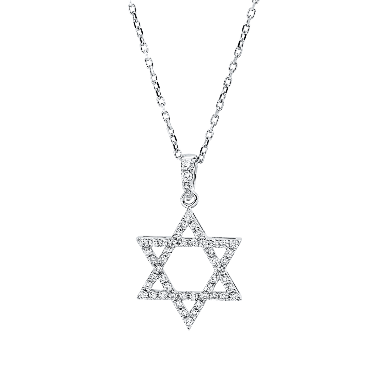 diamond full cut symbol necklace in white gold