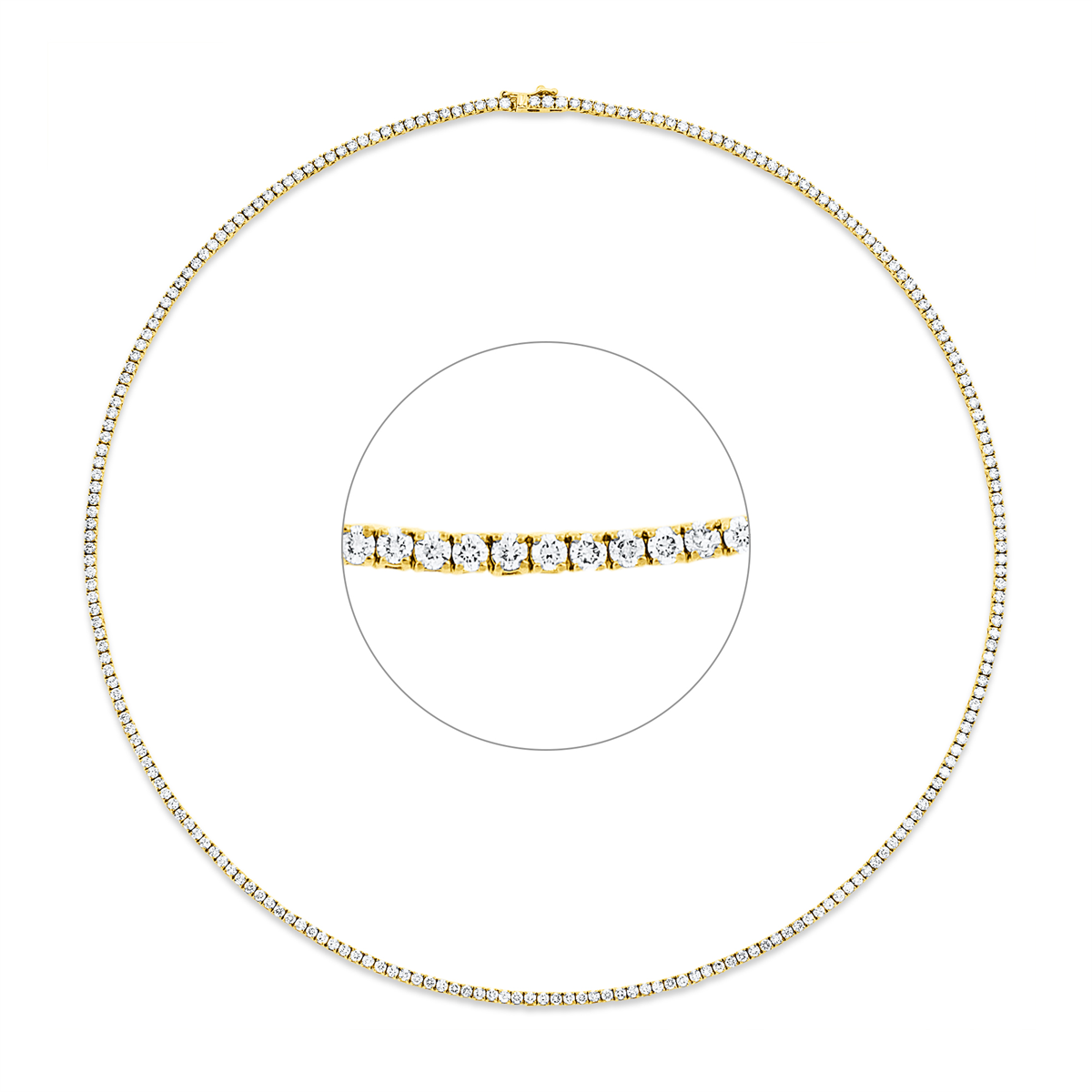 diamond full cut tennis bracelet necklace in yellow gold