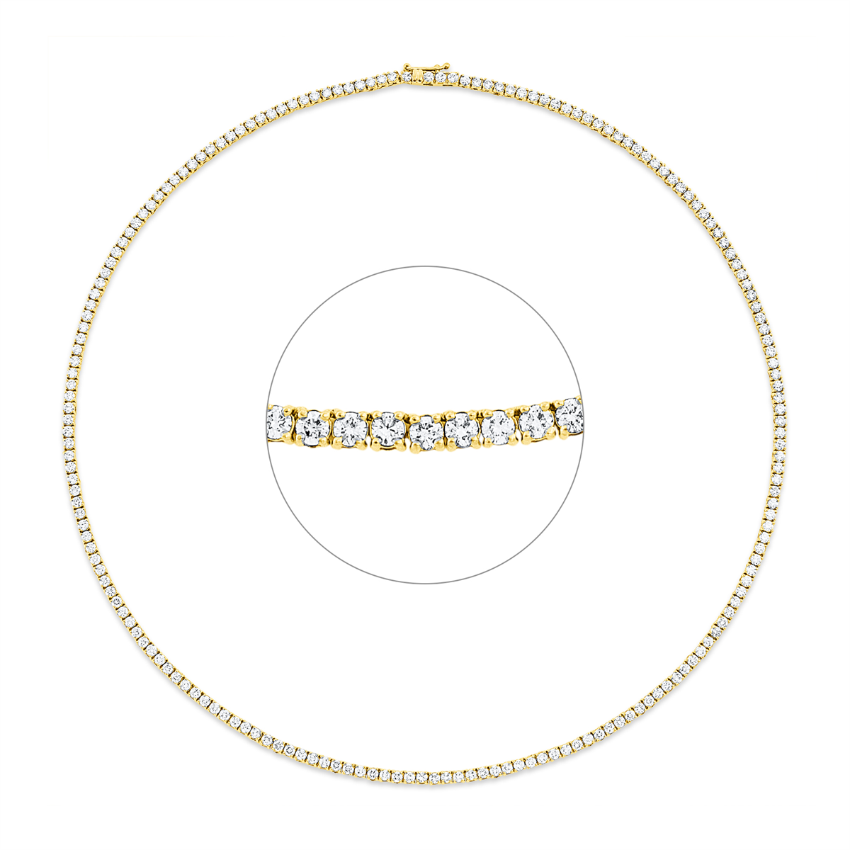 diamond full cut tennis bracelet necklace in yellow gold