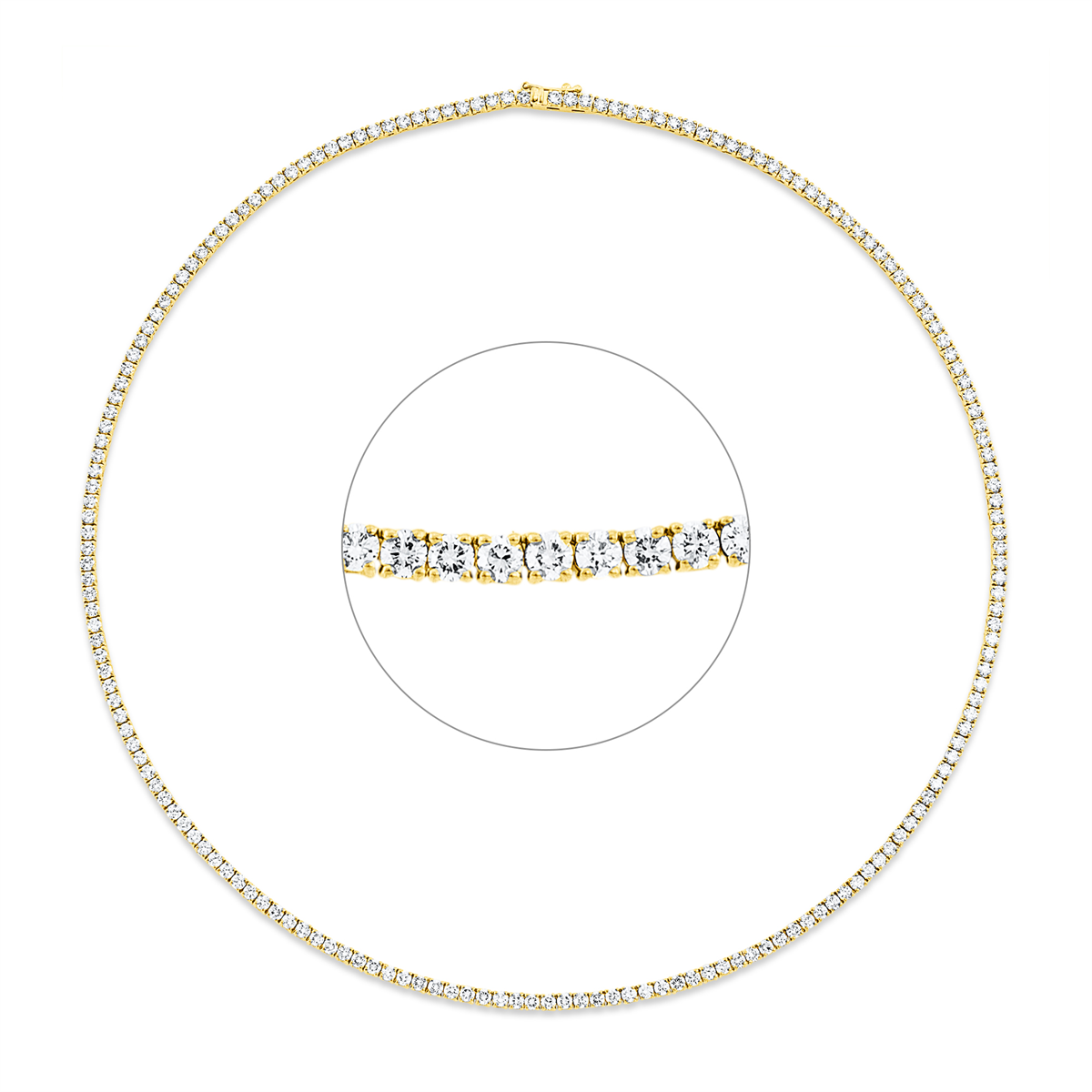 diamond full cut tennis bracelet necklace in yellow gold