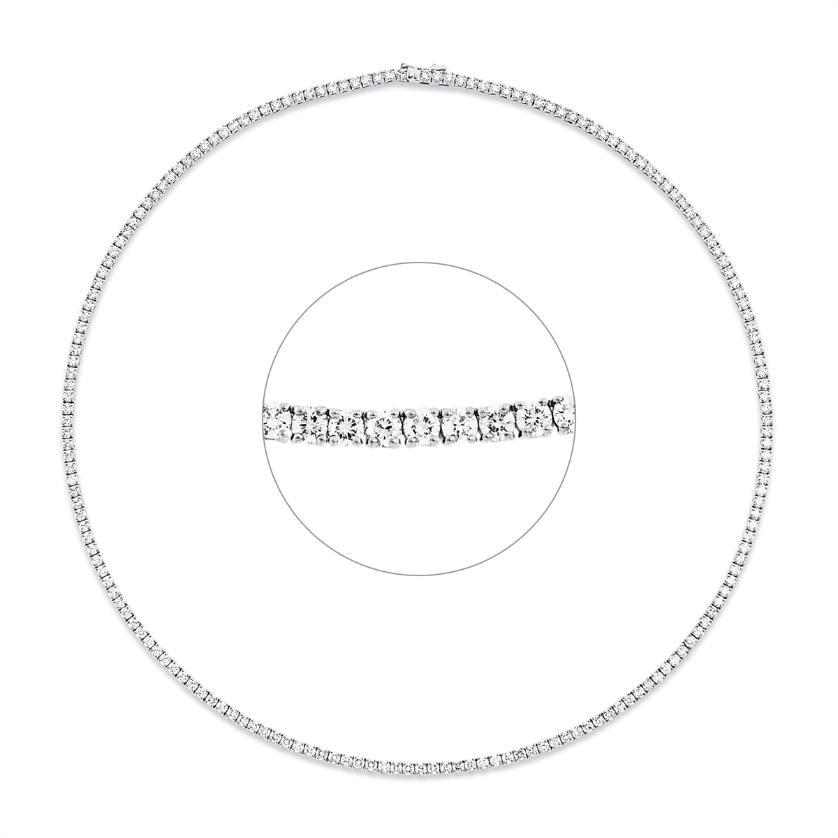 diamond full cut tennis bracelet necklace in white gold