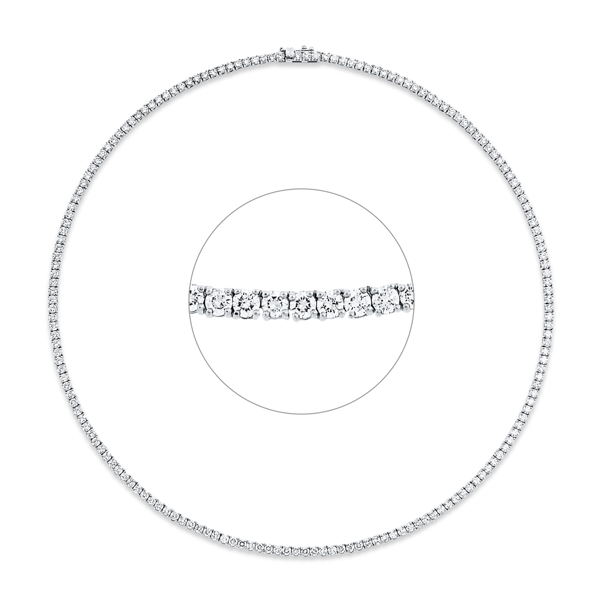 diamond full cut tennis bracelet necklace in white gold