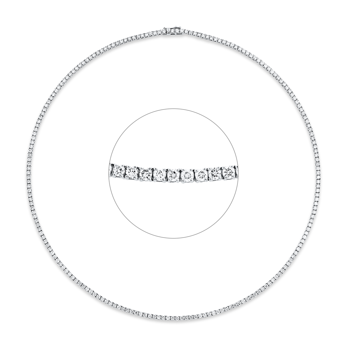 diamond full cut tennis bracelet necklace in white gold