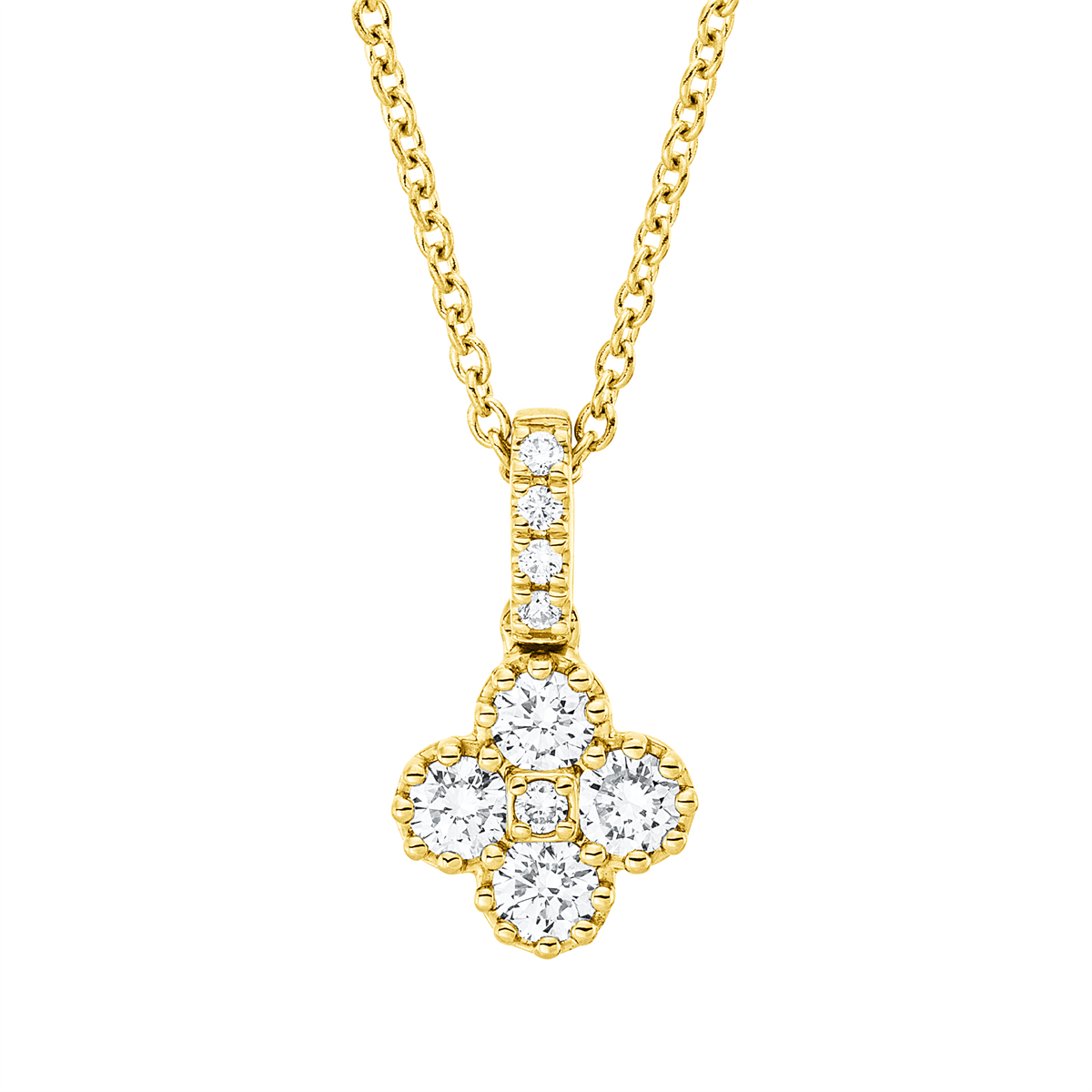 diamond full cut illusion classic necklace in yellow gold