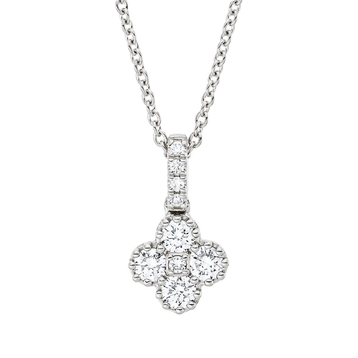 diamond full cut illusion classic necklace in white gold