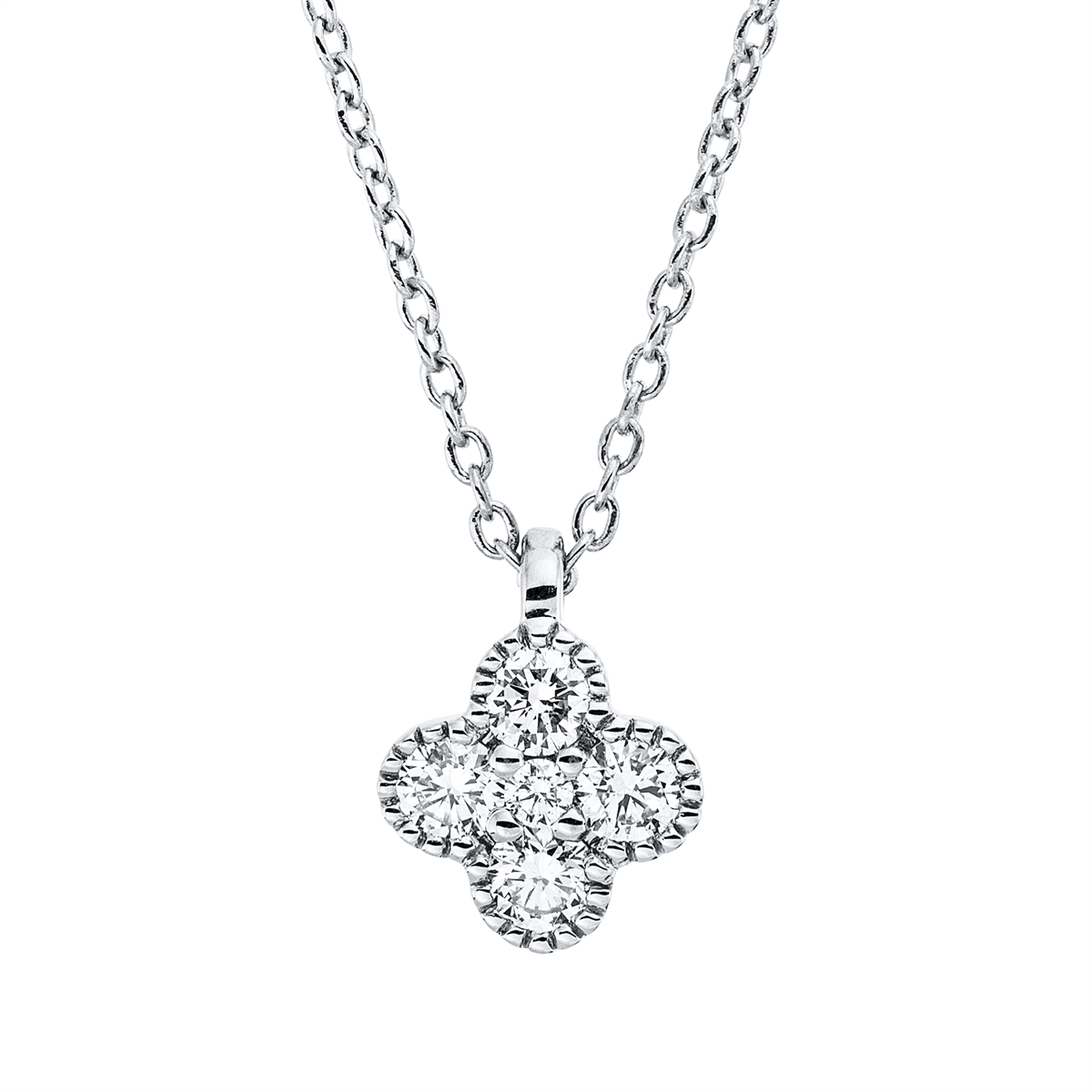 diamond full cut illusion classic necklace in white gold