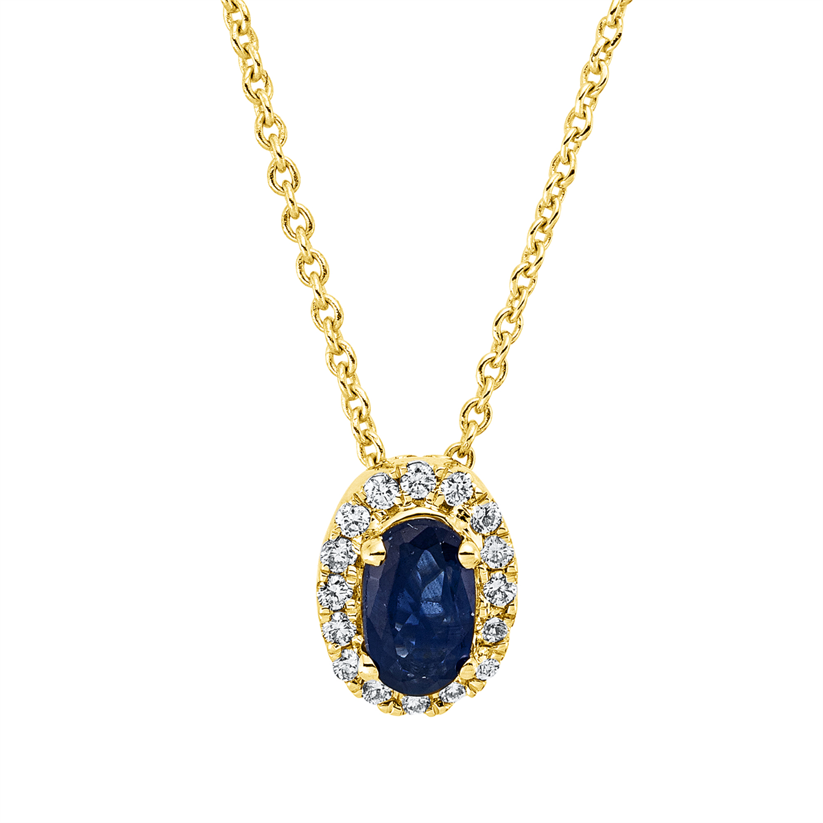 diamond full cut sapphire colored stone classic necklace in yellow gold