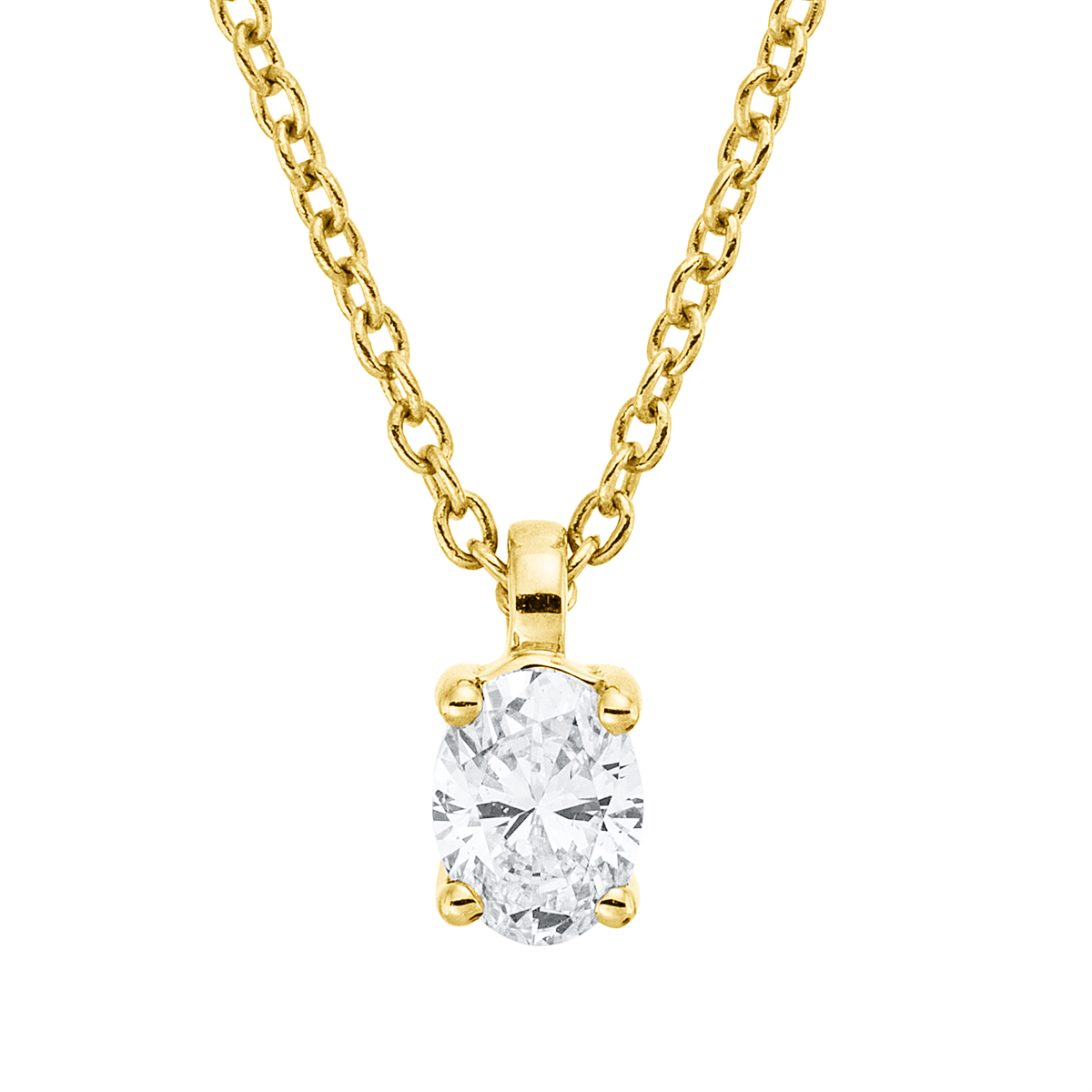 oval solitaire necklace in yellow gold