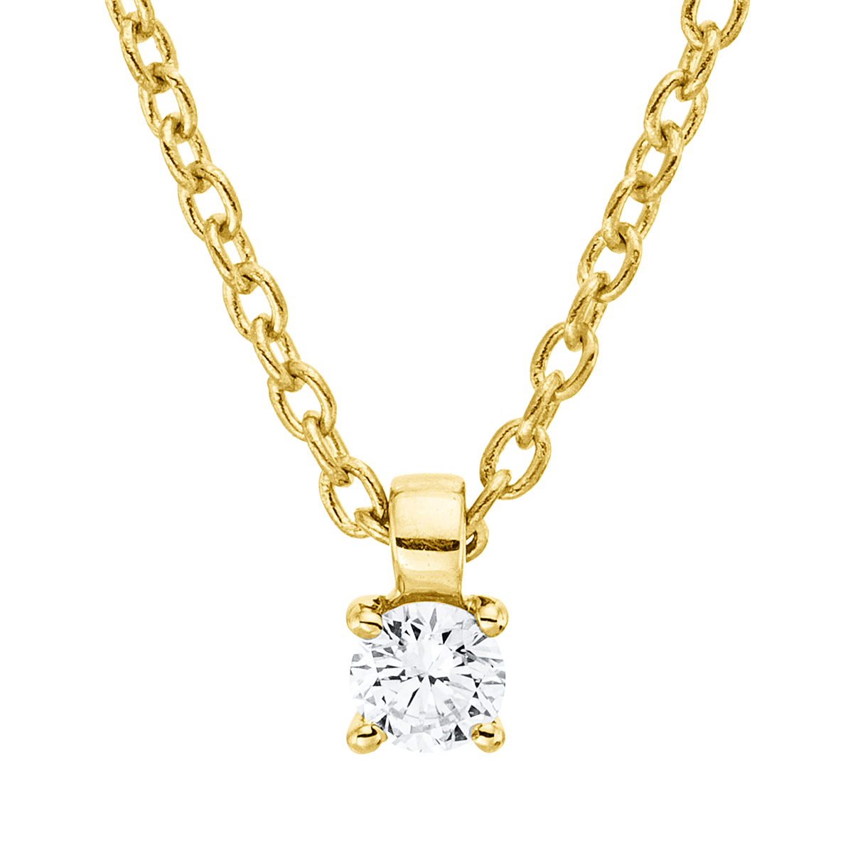 diamond full cut solitaire necklace in yellow gold