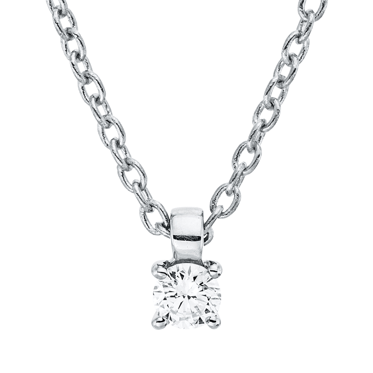 diamond full cut solitaire necklace in white gold