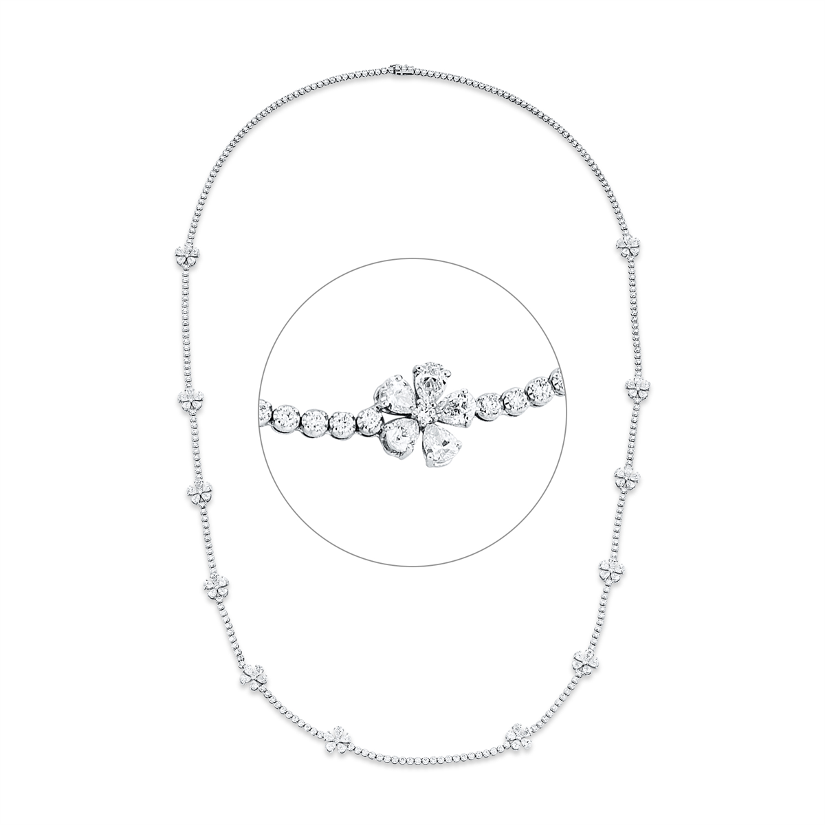 emerald cut solitaire necklace in white gold