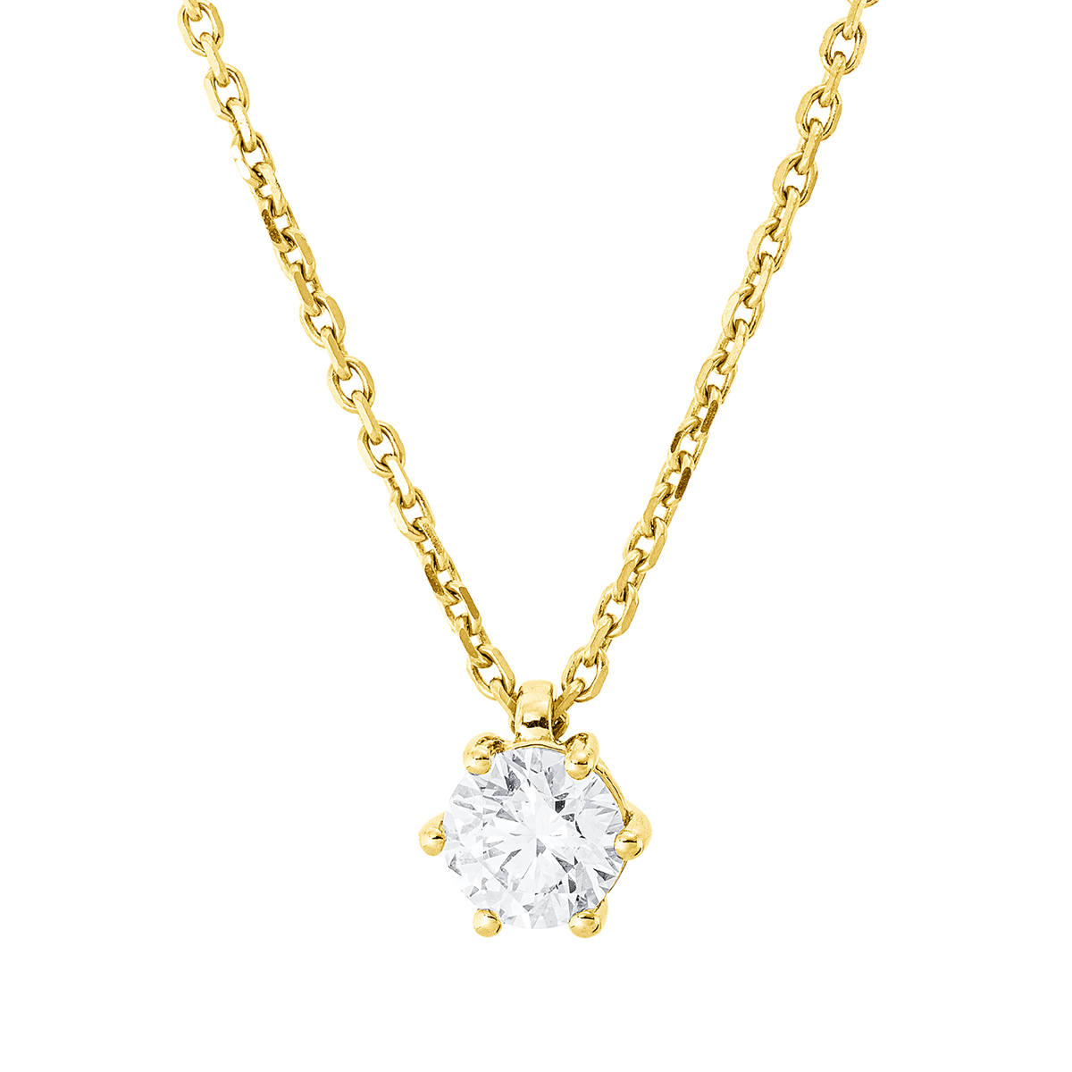 diamond full cut solitaire necklace in yellow gold