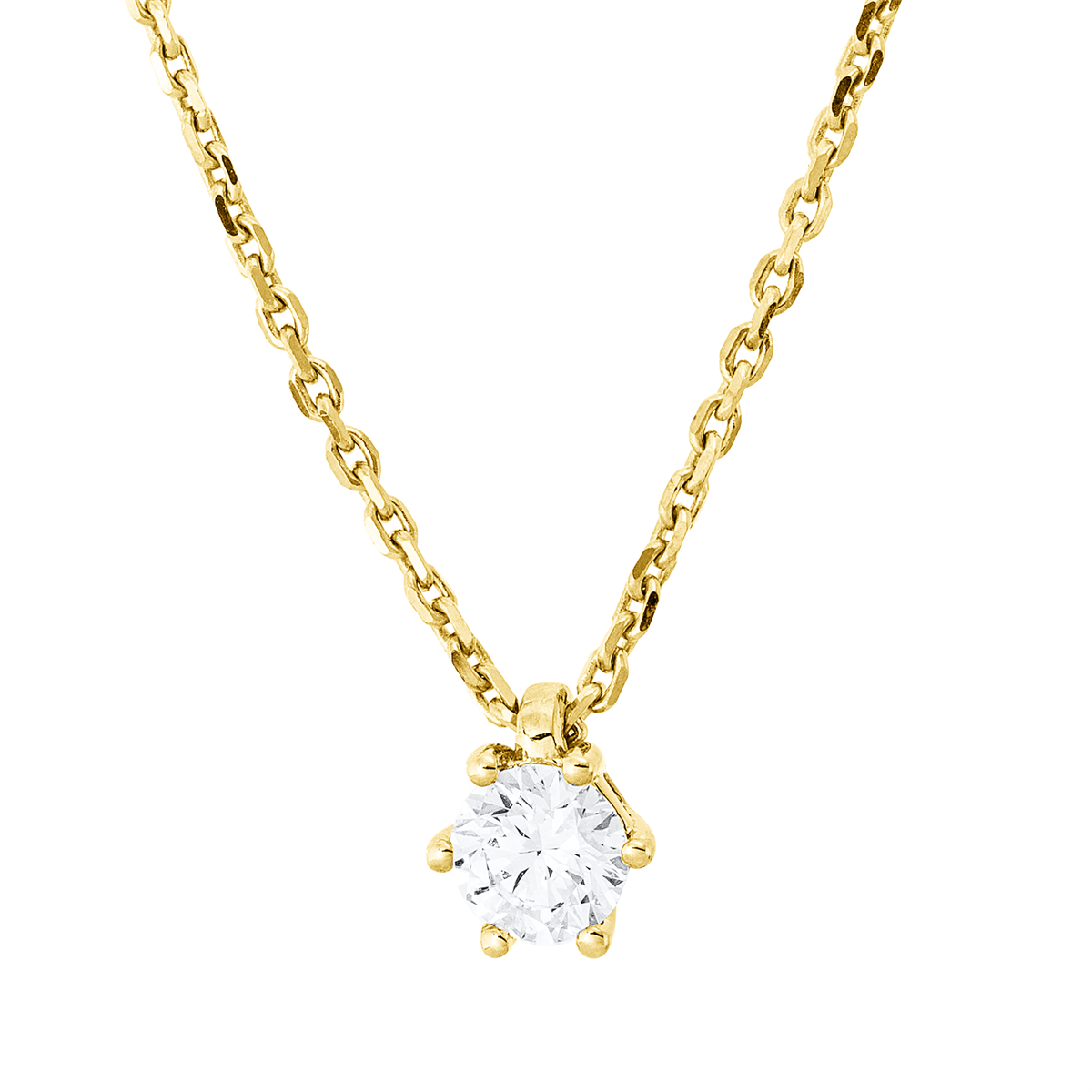 diamond full cut solitaire necklace in yellow gold