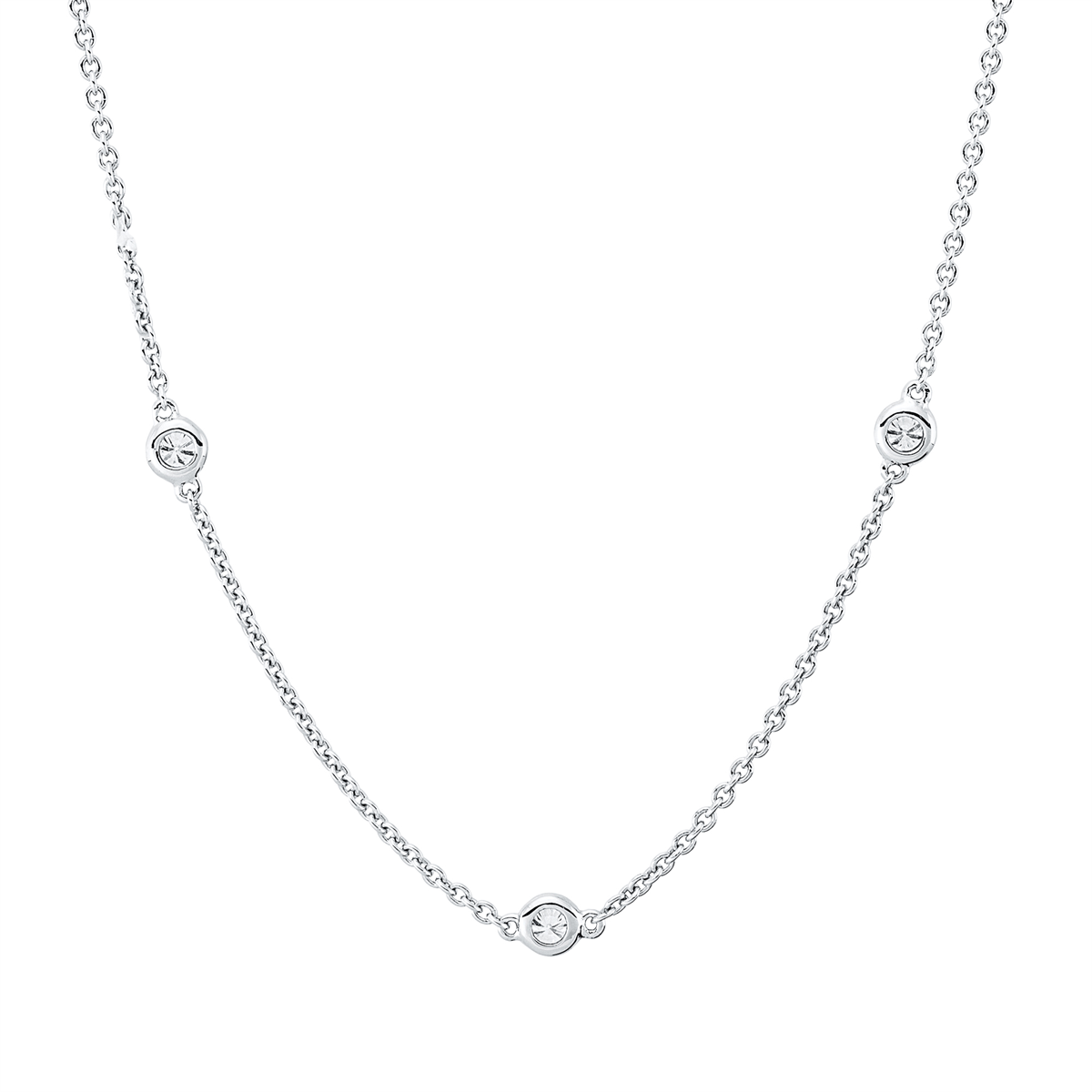 diamond full cut modern woman necklace in white gold